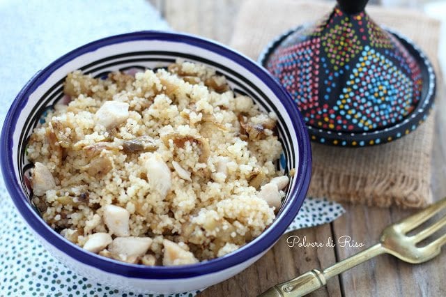 Cous cous di riso pollo e melanzane