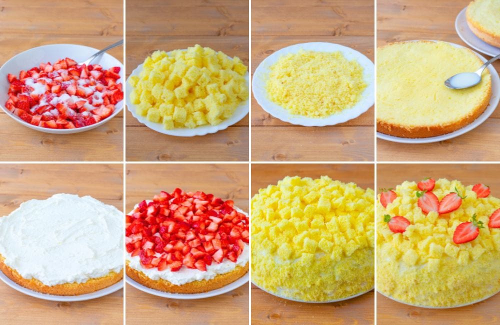 torta mimosa alle fragole STEP